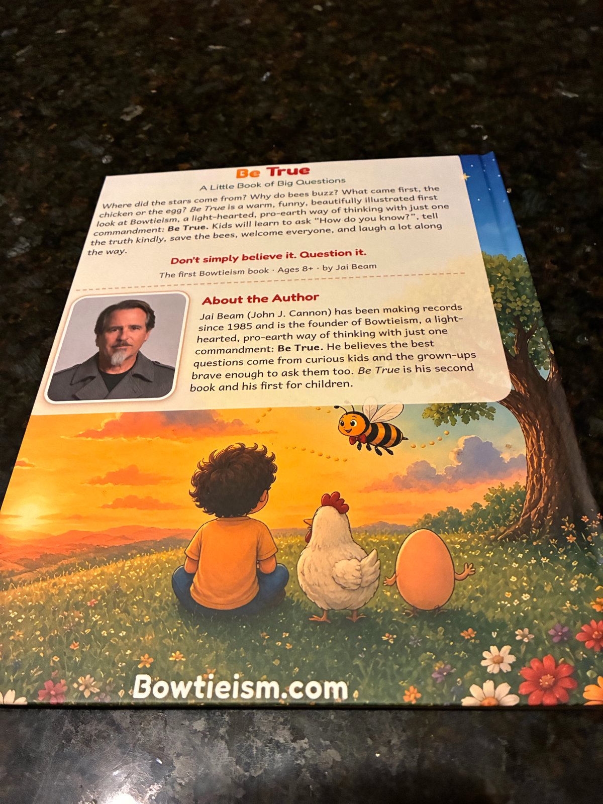 Back of the Be True hardcover, printed in error with Ages 8+